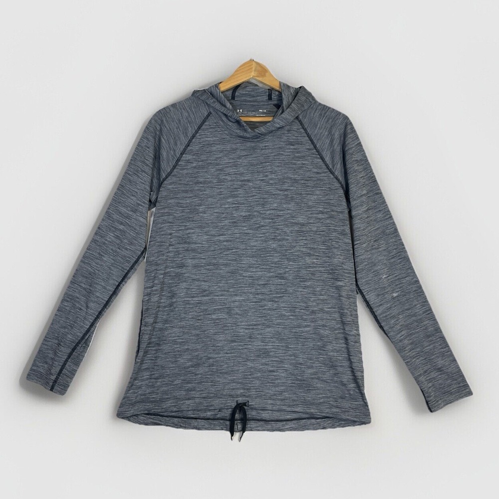 UA Under Armour Heatgear Velocity Twist Hoodie Womens Loose Fit Pullover Gray M